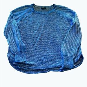 Polo Ralph Lauren Linen Knit Sweater - Womens Size Medium - Blue - Rounded Hem